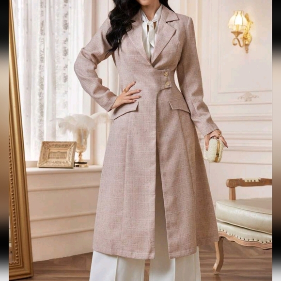 Elegant Solid Color Lapel Long Sleeve Ladies Regular Jacket - Picture 4 of 6
